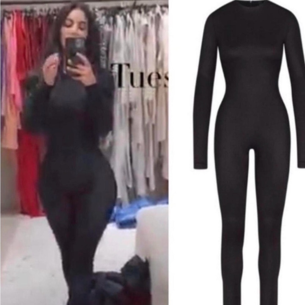 Skims All in One Shine Mock Neck Long Sleeve Onesie